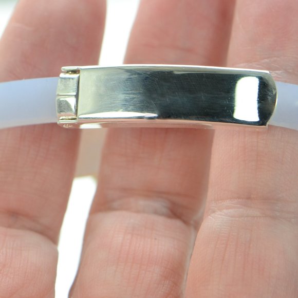 Kirks Folly Crystal Letter Charm Silicone Rubber Waterproof Bracelet - Picture 8 of 10